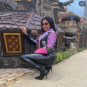 Vibrant Studded Biker Jacket size m